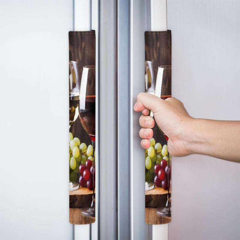 DXTKWL Red Wine Glass Grapes Refrigerator Door Handle Covers Set of 2 Kitchen Appliance Handle Covers Protector for Fridge Microwave Stove Oven Dishwasher - Image 5